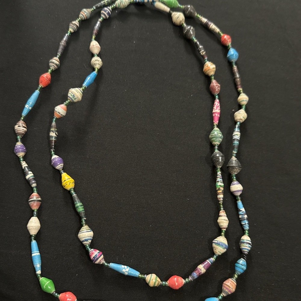 Multicolor paper Beaded Necklace from Uganda